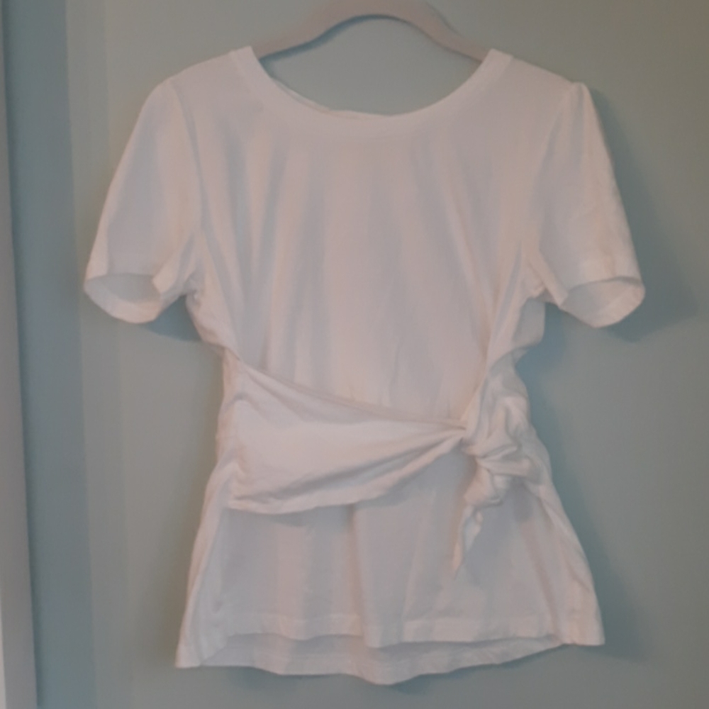 MAEVE by Anthropologie white tee with side knot